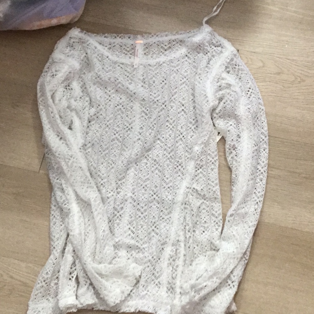 White Lace Long Sleeve Top